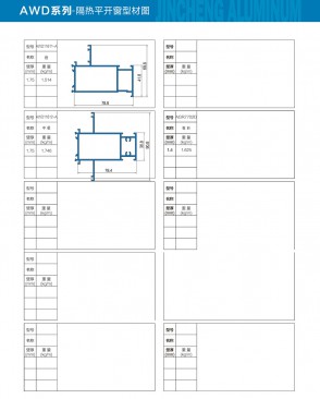 AWD series - Thermal insulation casement window profile diagram