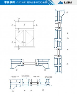 平开系列-GR55MC隔热内平开门组装图