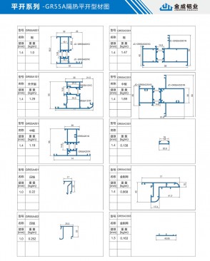 Side-hung series - GR55A thermal insulation side hung profile diagram