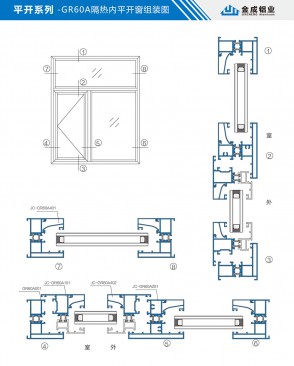 平开系列-GR60A隔热内平开窗组装图