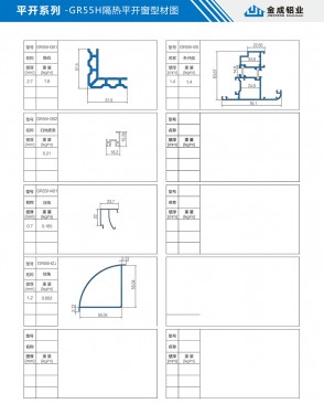 Side-hung series - GR55H thermal insulation casement window profile diagram