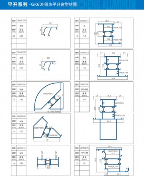 Side-hung series - GR60F thermal insulation casement window profile diagram