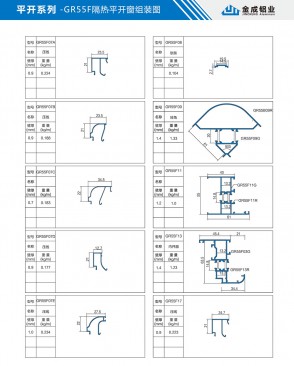 Side-hung series - GR55F thermal insulation casement window assembly diagram