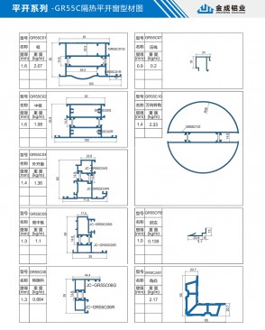 Side-hung series - GR55C thermal insulation casement window profile diagram