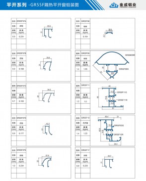 Side-hung series - GR55F thermal insulation casement window assembly diagram