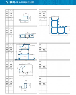 QJ series - NX90 thermal insulation casement window profile diagram