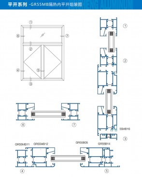 平开系列-GR55MB隔热内平开组装图