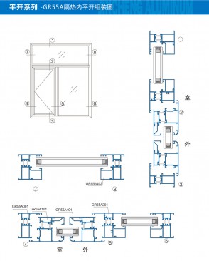 平开系列-GR55A隔热内平开组装图