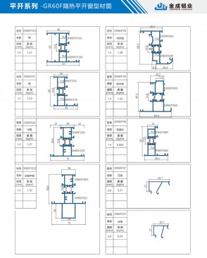 Side-hung series - GR60F thermal insulation casement window profile diagram