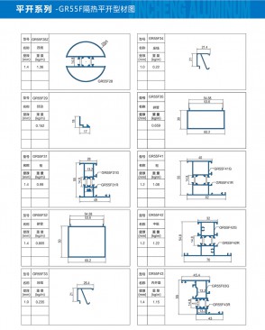 Side-hung series - GR55F thermal insulation casement window assembly diagram