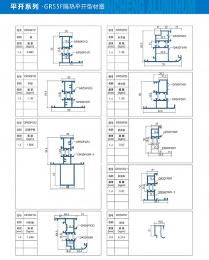 Side-hung series - GR55F thermal insulation side hung profile diagram