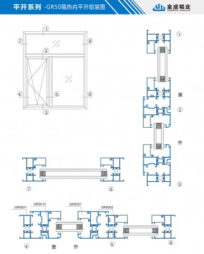 平开系列-GR50隔热内平开组装图