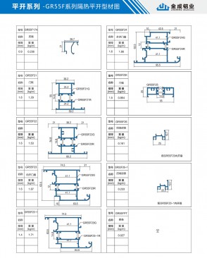 Side-hung series - GR55F thermal insulation casement window assembly diagram