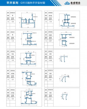 Side-hung series - GR55 thermal insulation side hung profile diagram